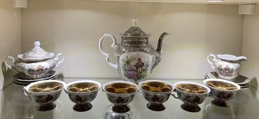 qədimi serviz: Çay dəsti, rəng - Boz, 6 nəfərlik, Polşa