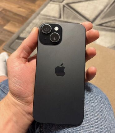 сенсорный экран: IPhone 15, Б/у, 128 ГБ, Black Titanium, Защитное стекло, Чехол, 90 %