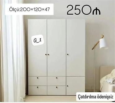 yatax: Ağ rəngli 3 qapılı paltar şkafı - Ölçü: 200 × 120 × 47 sm - Yuxarı — 1