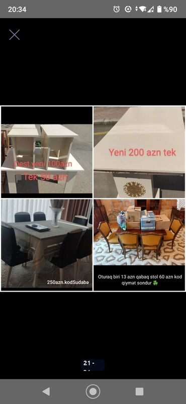 Masa və oturacaq dəstləri: Masa stol stul sekillerde qiymət məlumat qeyd olunub unvan Gence -da lalafo.az — 5 Masa və oturacaq dəstləri: Masa stol stul sekillerde qiymət məlumat qeyd olunub unvan Gence — 5