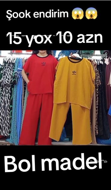 i̇dman geyimləri: 15 yox 10 azn Bədən 36 38 40 42 44 46 48 Rayonlara çatdırılma var
