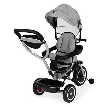 trakice za bebe: ECOTOYS 2u1 tricikl sa rotirajućim sedištem i sklopivom tendom – Gray — 1