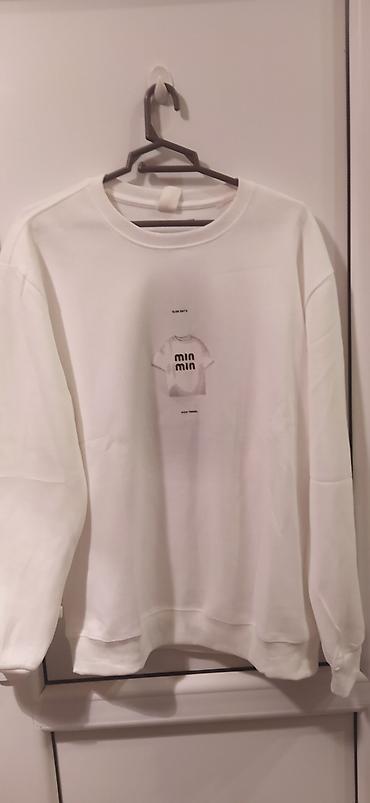 cap isləri: Ağ rəngli unisex svitşot kolleksiyası - Model: klassik kruq-yaxa — 4