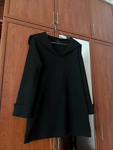 deri geyim: Qara rəngli tunika/kardiqan tipli üst geyim - Brend: Massimo Dutti — 1