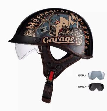 Шлемы: Мужской мотоциклетный круизный полушлем, ретро-шлем, четырехсезонный