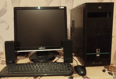 Printerlər: Masaüstü kompüter dəsti, qara rəngli sistem bloku, Samsung monitor