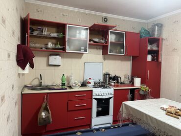 Посуточная аренда квартир: Кухонный гарнитур, Шкаф, цвет - Красный, Б/у