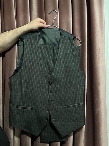 ağ kostyum kişi: Kişi kostyumu – qrafit rəngli, incə şaquli zolaqlı (pinstripe) — 8