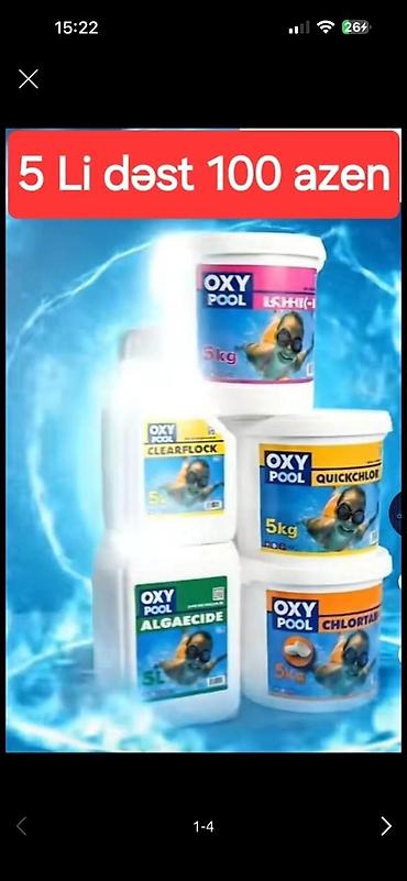 Ev və bağ: OXY POOL hovuz kimyəvi vasitələri – 5-li dəst Vizualda göstərilən — 1