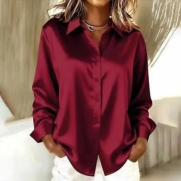 Košulje: Ženska satenska košulja na dugmad Od S do 3xl - Klasičan kroj sa — 9