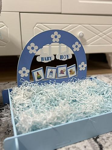 taxta qutular: “Mavi Baby Boy” hədiyyə qutusu/dekor seti - Mövzu: Baby Boy – mavi — 1