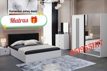 Yataq otağı dəstləri: İkinəfərlik çarpayı, Termo, Dolab, 2 tumba, Azərbaycan, Yeni — 5