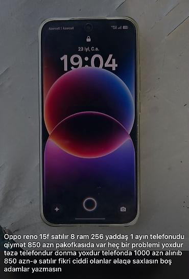 azercell nomresi: Oppo Reno 14 F, 256 GB, rəng - Mavi, İki sim kartlı — 1