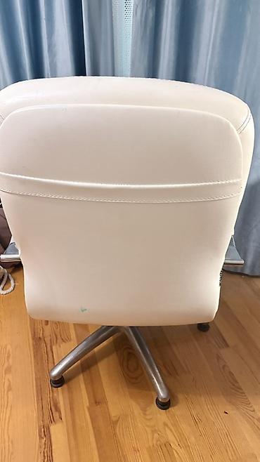 Ağ rəngli ofis/kreslo oturacağı - Material: süni dəri üzlük, yumşaq — 2