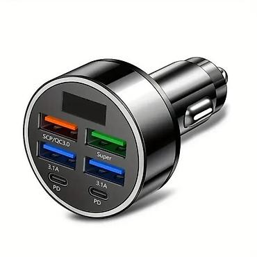 akcija ventilatora: Brzi USB punjač za automobil sa 6 portova (PD+QC3.0) T-7NOVO. Opis — 1