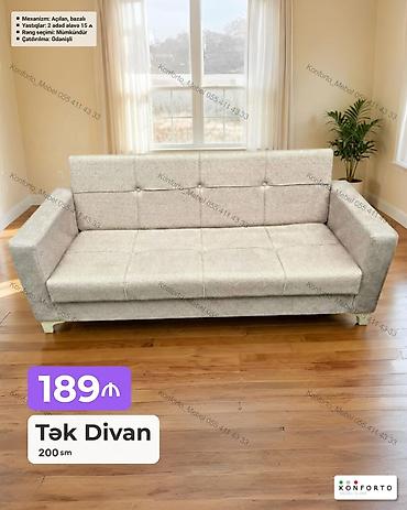 Tək divan – 200 sm - Mexanizm: açılan, bazalı (yataq funksiyalı, alt lalafo.az -da Tək divan – 200 sm - Mexanizm: açılan, bazalı (yataq funksiyalı, alt