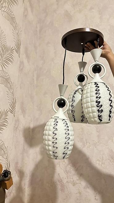 sensorlu lampa: Çılçıraq, 3 lampa, Şüşə — 1