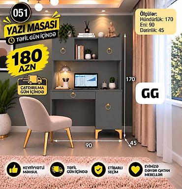 Yazı masası – funksional və estetik dizayn - Ölçülər: hündürlük 170