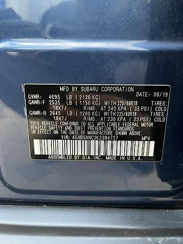 Subaru: Subaru Outback: 2019 г., 2.5 л, Вариатор, Бензин, Универсал — 11