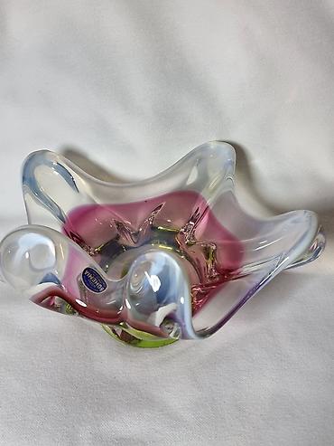 Вазы: Bohemia, художественное стекло КАНФЕТНТЦА РЕДКАЯ С БЕЛОЙ КАЙМОЙ — 8