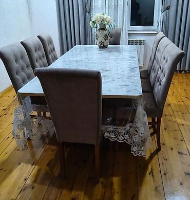 mega mebel: Masa desti satılır 8 stul var Qiymet 650 azn.Ünvan Saray qesebesi — 1