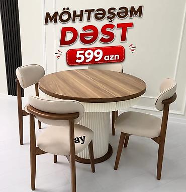 tap az masa ve oturacaqlar: Masa Dəsti – 4 nəfərlik, zövqlü və keyfiyyətli - Masa ölçüsü: 100 × — 1