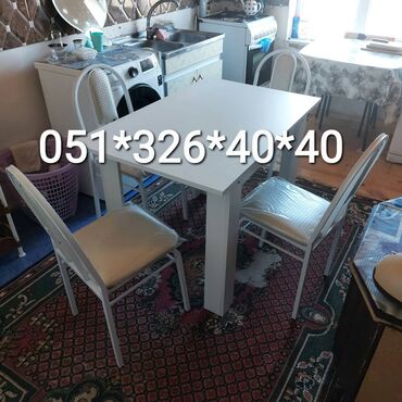 Masa və oturacaq dəstləri: Mətbəx üçün, Yeni, Açılan, Dördbucaq masa, 4 stul — 29