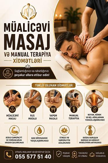 bakı masaj xidməti: Müalicəvi masaj, Uşaqlar üçün, Kişilər üçün, Qadınlar üçün, Evə gəlməklə, Klinikada — 1
