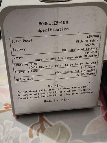 18v: Portativ günəş enerjisi sistemi – WOVS ZB-10W Komplekt: - 18V/10W — 3