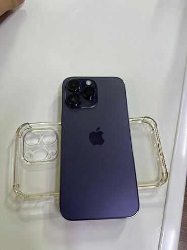 Apple iPhone: IPhone 14 Pro Max, Б/у, 256 ГБ, Deep Purple, Защитное стекло, Чехол, Коробка, 85 %