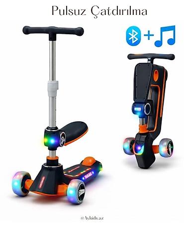 Samokatlar: 🛴🎶 ViptechSco – Oturacaqlı, Musiqili və LED İşıqlı Uşaq Skuteri Bir — 1