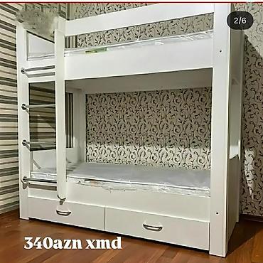 madera mebel: İki mərtəbəli uşaq çarpayıları – ağ rəngdə, müasir dizayn — 1
