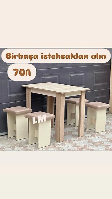 Mətbəx/stol dəsti – masa + 4 taburet - Dəst: 1 ədəd düzbucaqlı masa