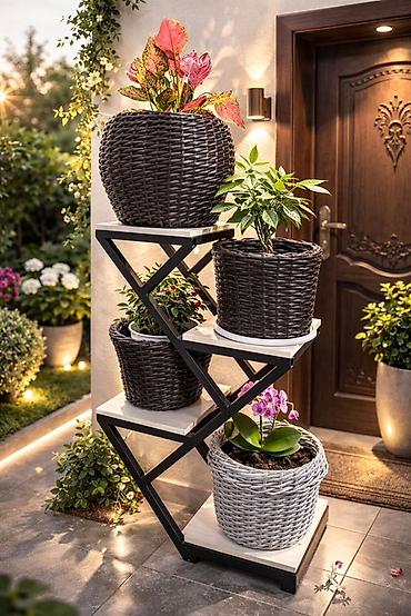 Горшки для растений: Плетёные кашпо для растений - Материал: синтетический ротанг — 4