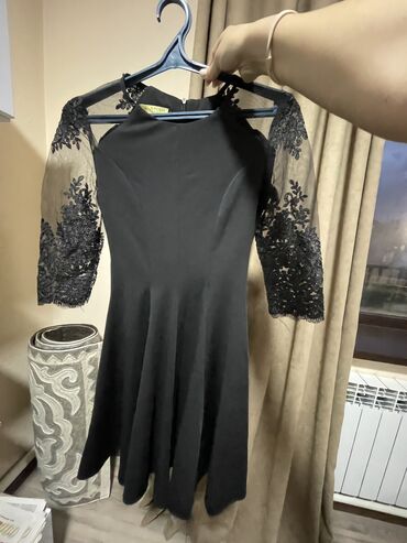 дубленка короткая: Вечернее платье, Коктейльное, Короткая модель, С рукавами, S (EU 36)