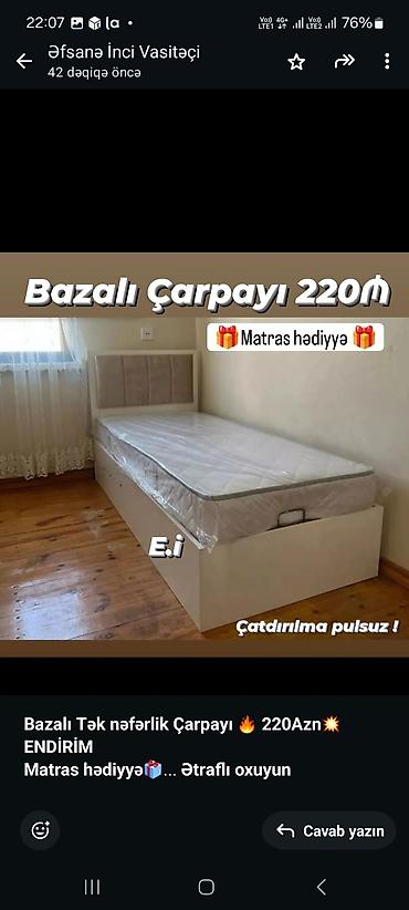 matras üzlüyü: Birnəfərlik, Bazalı, Pulsuz matras, Siyirməsiz, Azərbaycan — 6