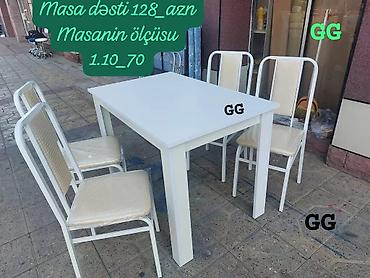 kunc divanar: Masa dəsti – 128 AZN Ağ rəngli, sadə və zərif dizayna malik yemək — 1