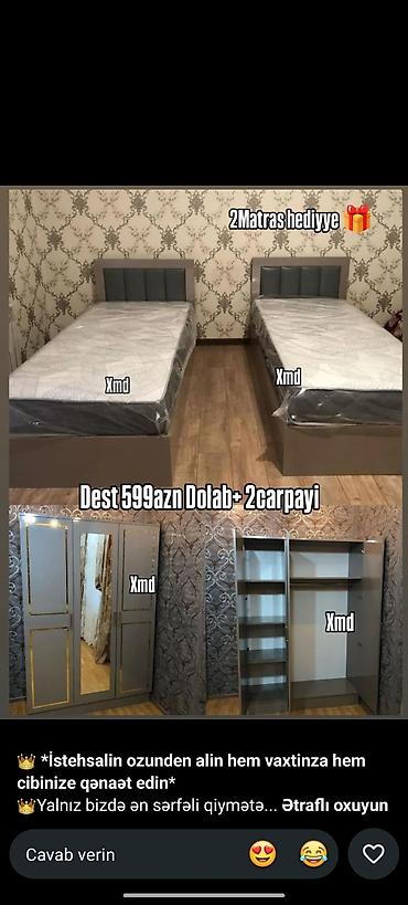2 təknəfərlik çarpayı, Dolab, Yeni lalafo.az -da 2 təknəfərlik çarpayı, Dolab, Yeni