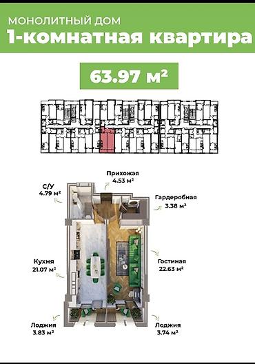 Новостройки от застройщика: 1 комната, 64 м² — 2