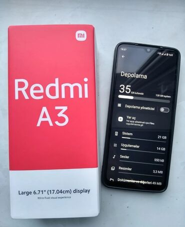 купить кнопочный телефон в баку: Redmi A3, 128 GB, rəng - Qara, Barmaq izi, Face ID