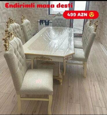 кухонный гарнитур в оше цена: Qonaq otağı üçün, Yeni, Açılmayan, Dördbucaq masa, 6 stul