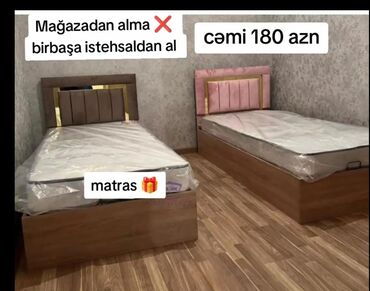 Çarpayılar: Yeni, Təknəfərlik çarpayı, Bazalı, Matras ilə, Siyirməsiz, Azərbaycan — 11