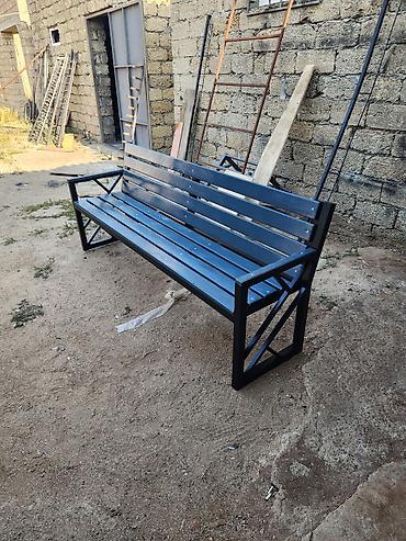 Metall karkaslı bağ skamyası - Material: qalın divarlı metal profil
