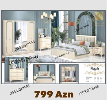 Yataq otağı dəstləri: İkinəfərlik çarpayı, 2 tumba, Azərbaycan, Yeni — 17