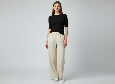 spodnie dzianinowe prążkowane: H&M Divided, Material trousers for women, size S