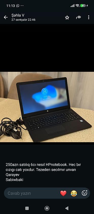 077 613 1274 HP noutbuk – 15.6" ekranlı, qara korpus. - Tam ölçülü