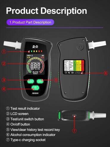 Alkotesterlər: Alkotester Model: R&D RD900 Spirt detektoru. Peşəkar rəqəmsal -da lalafo.az — 6 Alkotesterlər: Alkotester Model: R&D RD900 Spirt detektoru. Peşəkar rəqəmsal — 6