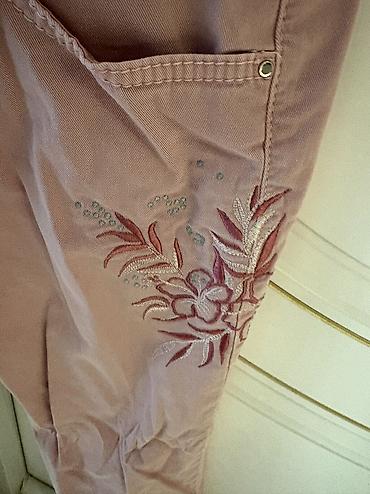 oversize şalvar: Çəhrayı gül detaylı jeans şalvar. Ölçü M(38). Boy 150-160 uyğun. Yeni — 2