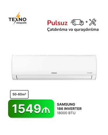 Kondisionerlər: Kondisioner Samsung, 50-60 kv. m, Split sistem, Kredit yoxdur, Pulsuz quraşdırılma