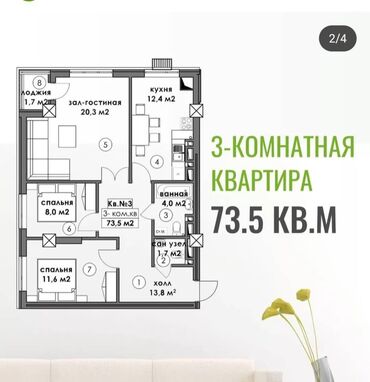 сниму квартиру в кок жаре: 2 комнаты, 74 м², Элитка, 5 этаж, ПСО (под самоотделку)